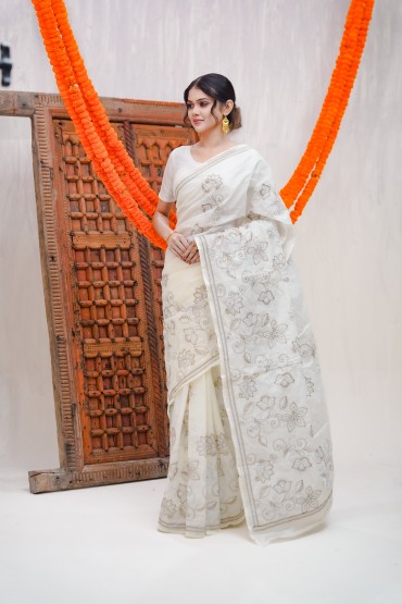 Embroidered Cotton Sari